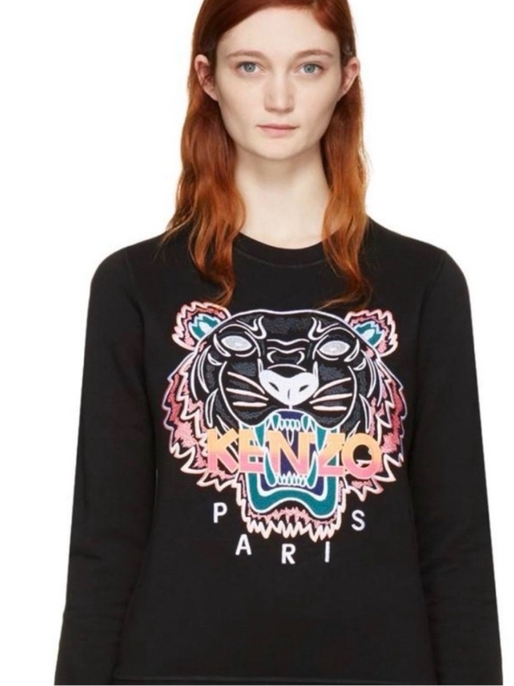 Kenzo Black Sweatshirt with Multicolor Tiger Logo